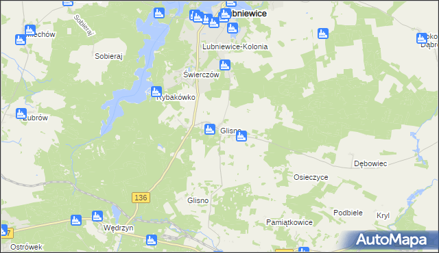 mapa Glisno gmina Lubniewice, Glisno gmina Lubniewice na mapie Targeo