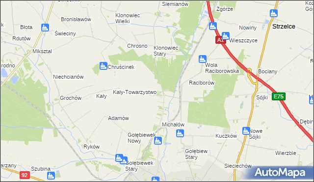 mapa Głogowiec gmina Kutno, Głogowiec gmina Kutno na mapie Targeo