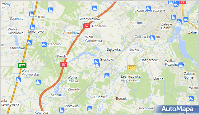 mapa Głosków gmina Piaseczno, Głosków gmina Piaseczno na mapie Targeo