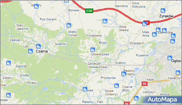 mapa Głowaczowa, Głowaczowa na mapie Targeo