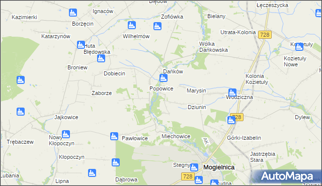 mapa Główczyn gmina Mogielnica, Główczyn gmina Mogielnica na mapie Targeo