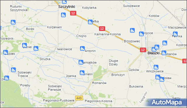 mapa Główczyn gmina Szczytniki, Główczyn gmina Szczytniki na mapie Targeo