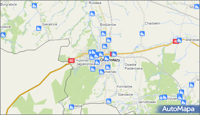 mapa Głuchołazy, Głuchołazy na mapie Targeo
