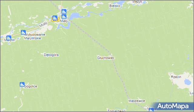 mapa Głuchowiec, Głuchowiec na mapie Targeo