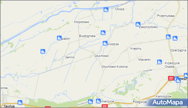 mapa Głuchowo gmina Słońsk, Głuchowo gmina Słońsk na mapie Targeo