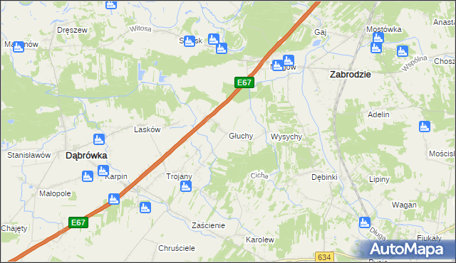 mapa Głuchy, Głuchy na mapie Targeo