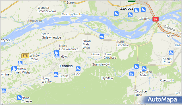 mapa Głusk gmina Leoncin, Głusk gmina Leoncin na mapie Targeo