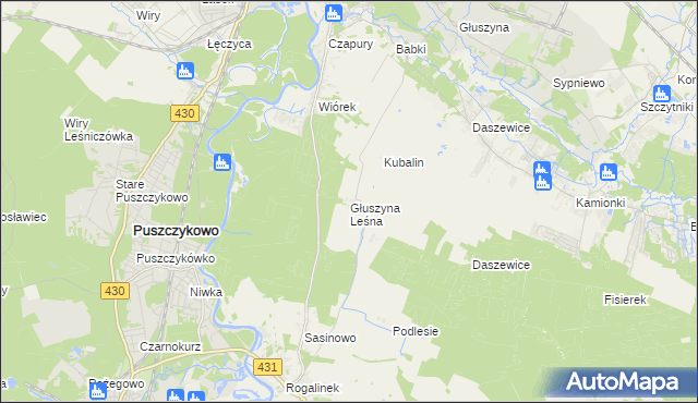 mapa Głuszyna Leśna, Głuszyna Leśna na mapie Targeo