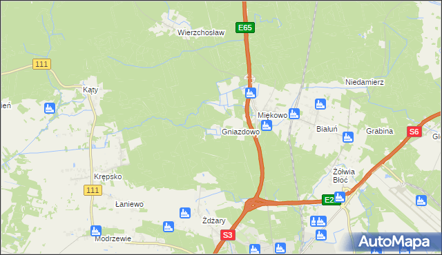 mapa Gniazdowo gmina Goleniów, Gniazdowo gmina Goleniów na mapie Targeo