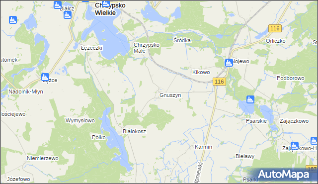 mapa Gnuszyn, Gnuszyn na mapie Targeo