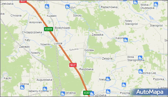 mapa Gocław gmina Pilawa, Gocław gmina Pilawa na mapie Targeo