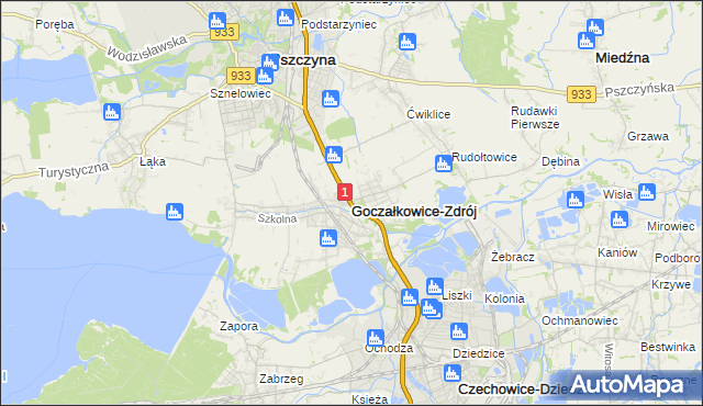 mapa Goczałkowice-Zdrój, Goczałkowice-Zdrój na mapie Targeo