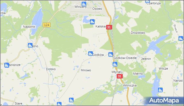 mapa Godków gmina Chojna, Godków gmina Chojna na mapie Targeo