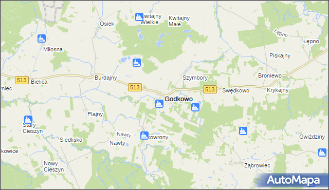 mapa Godkowo, Godkowo na mapie Targeo