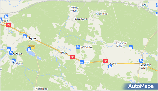 mapa Godziejów, Godziejów na mapie Targeo