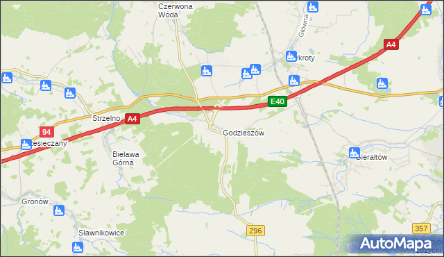 mapa Godzieszów, Godzieszów na mapie Targeo