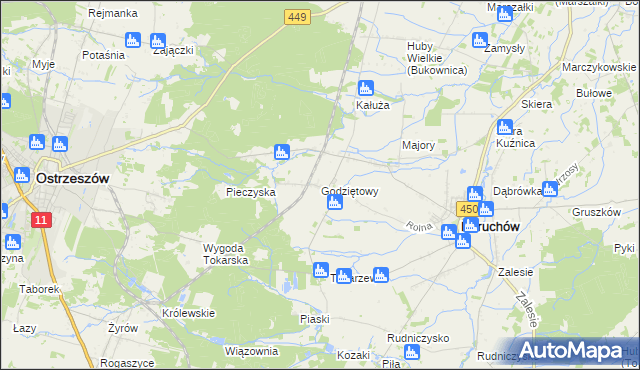 mapa Godziętowy, Godziętowy na mapie Targeo