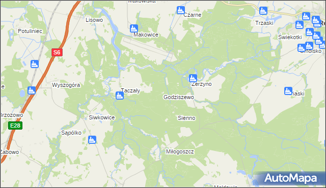 mapa Godziszewo gmina Resko, Godziszewo gmina Resko na mapie Targeo