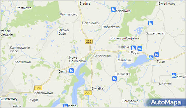 mapa Godziszewo gmina Skarszewy, Godziszewo gmina Skarszewy na mapie Targeo