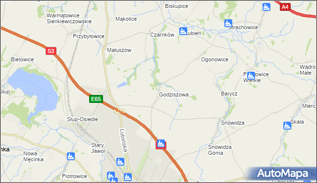 mapa Godziszowa, Godziszowa na mapie Targeo