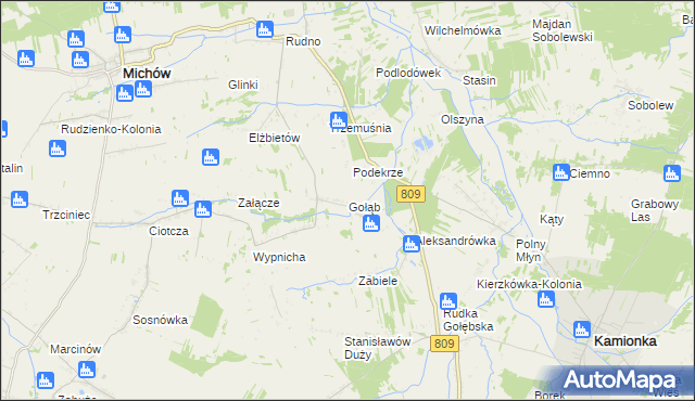 mapa Gołąb gmina Michów, Gołąb gmina Michów na mapie Targeo