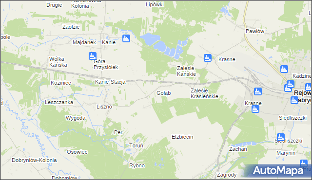 mapa Gołąb gmina Rejowiec Fabryczny, Gołąb gmina Rejowiec Fabryczny na mapie Targeo