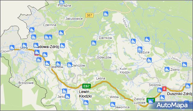 mapa Gołaczów, Gołaczów na mapie Targeo