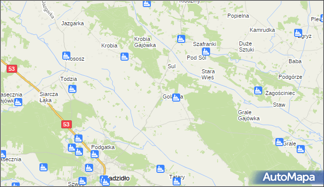 mapa Golanka gmina Kadzidło, Golanka gmina Kadzidło na mapie Targeo