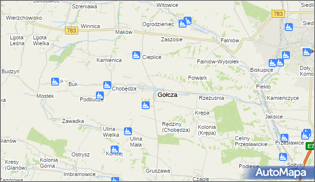 mapa Gołcza, Gołcza na mapie Targeo