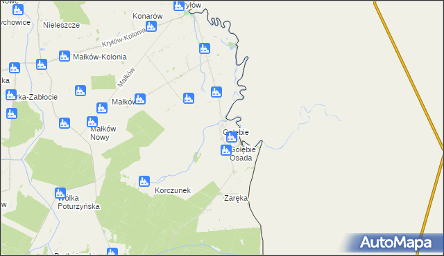 mapa Gołębie gmina Dołhobyczów, Gołębie gmina Dołhobyczów na mapie Targeo