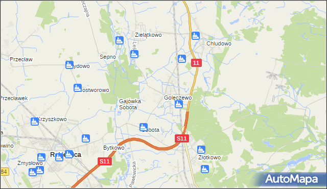 mapa Golęczewo, Golęczewo na mapie Targeo