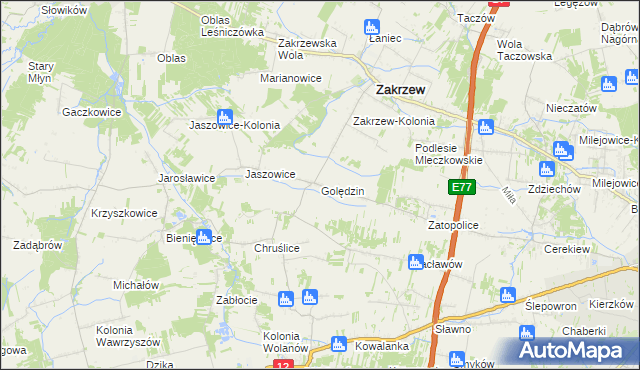 mapa Golędzin, Golędzin na mapie Targeo