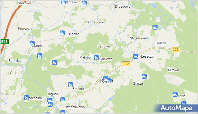 mapa Gołkowo gmina Rymań, Gołkowo gmina Rymań na mapie Targeo