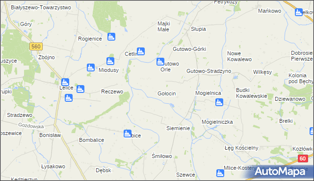 mapa Gołocin, Gołocin na mapie Targeo