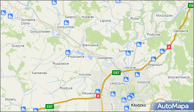 mapa Gołogłowy, Gołogłowy na mapie Targeo