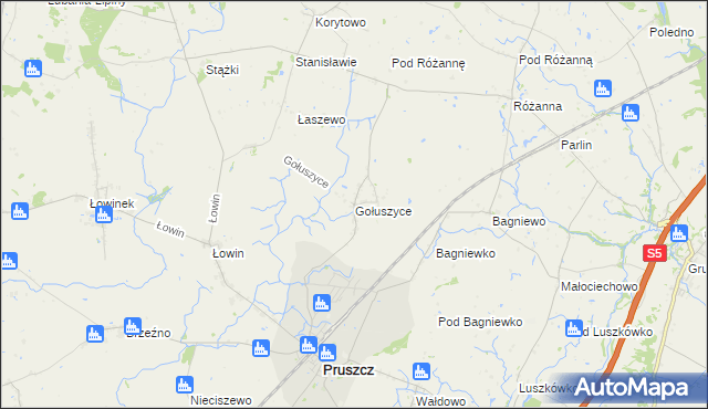 mapa Gołuszyce, Gołuszyce na mapie Targeo