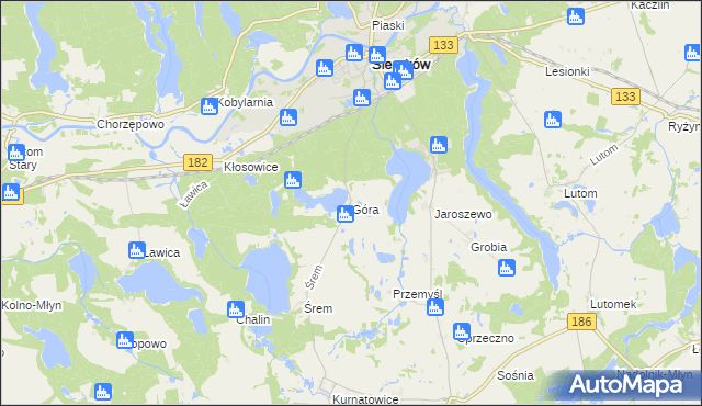 mapa Góra gmina Sieraków, Góra gmina Sieraków na mapie Targeo