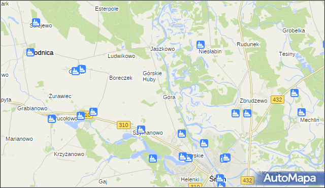 mapa Góra gmina Śrem, Góra gmina Śrem na mapie Targeo