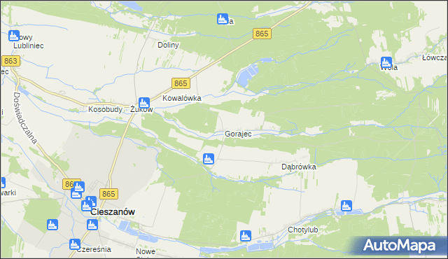 mapa Gorajec gmina Cieszanów, Gorajec gmina Cieszanów na mapie Targeo