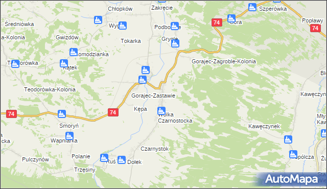 mapa Gorajec-Zagroble, Gorajec-Zagroble na mapie Targeo