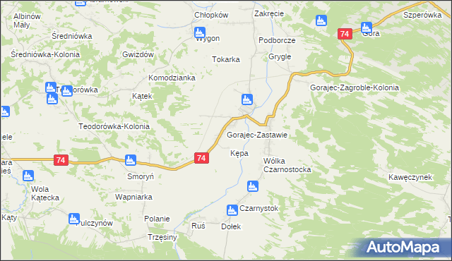 mapa Gorajec-Zastawie, Gorajec-Zastawie na mapie Targeo