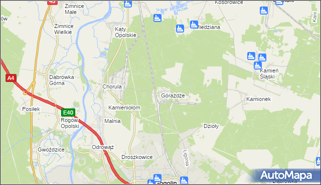 mapa Górażdże, Górażdże na mapie Targeo