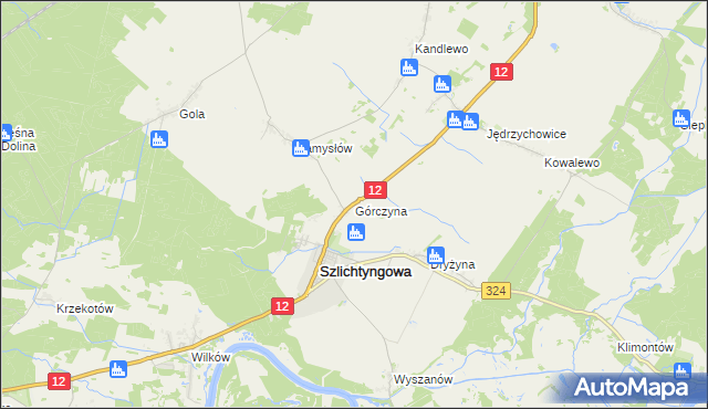 mapa Górczyna gmina Szlichtyngowa, Górczyna gmina Szlichtyngowa na mapie Targeo