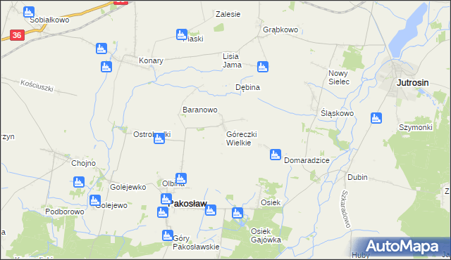 mapa Góreczki Wielkie, Góreczki Wielkie na mapie Targeo