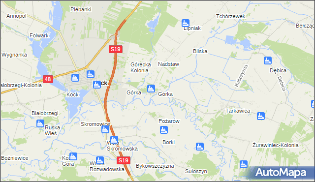 mapa Górka gmina Kock, Górka gmina Kock na mapie Targeo