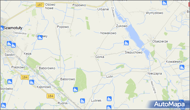 mapa Górka gmina Oborniki, Górka gmina Oborniki na mapie Targeo