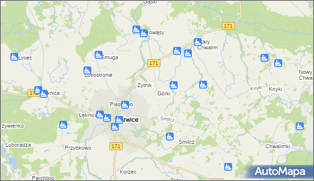 mapa Górki gmina Barwice, Górki gmina Barwice na mapie Targeo