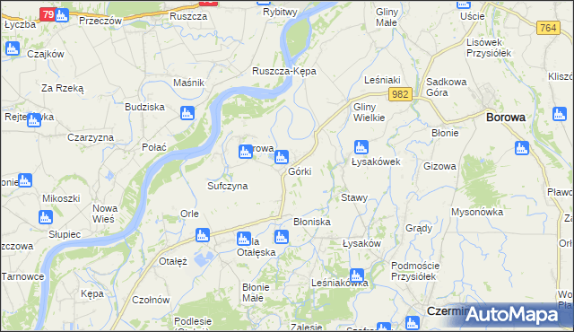 mapa Górki gmina Borowa, Górki gmina Borowa na mapie Targeo