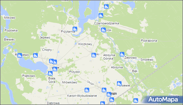 mapa Górki gmina Karsin, Górki gmina Karsin na mapie Targeo