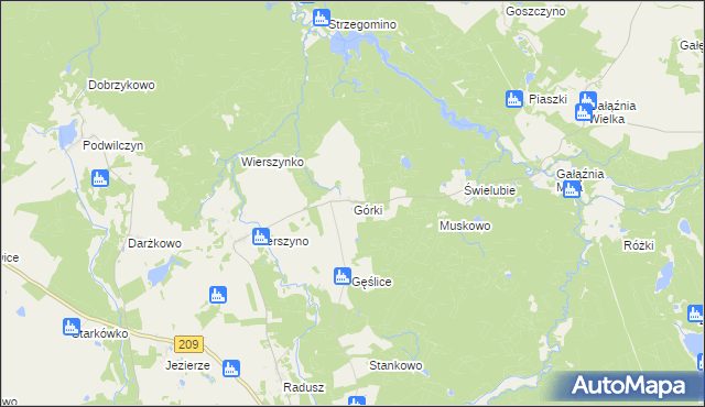 mapa Górki gmina Kołczygłowy, Górki gmina Kołczygłowy na mapie Targeo